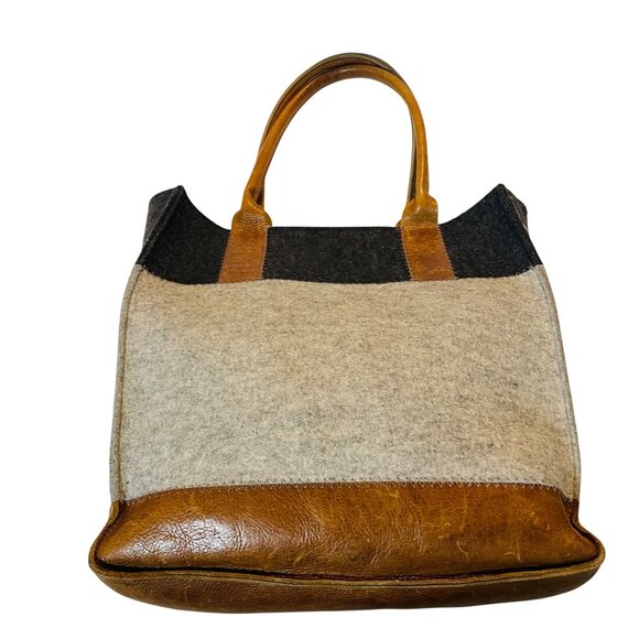Graf & Lantz Merino Wool  & Leather Tote Bag With Dual Leather Handles Jaunt - Picture 1 of 12